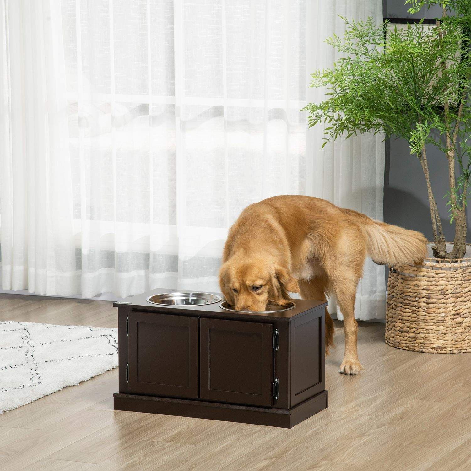 Hævede hundeskåle med opbevaring, store hunde view 2