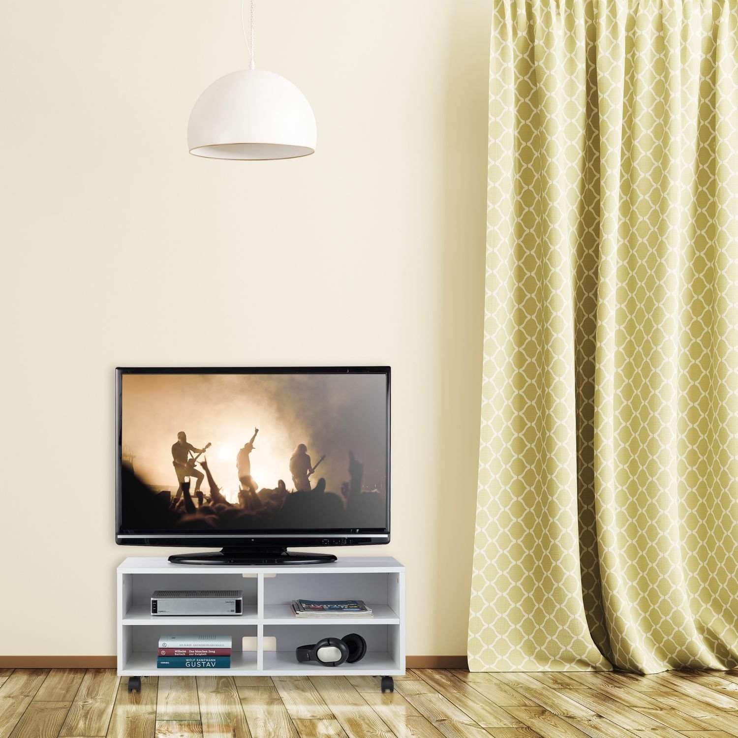 TV bænk med 4 rum og hjul view 2