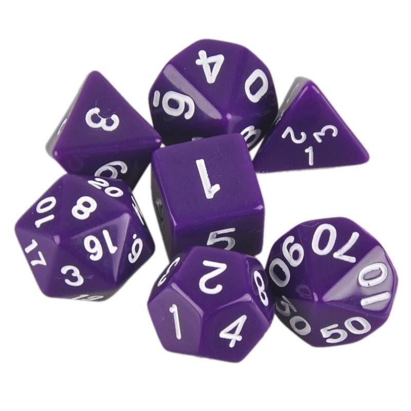 7-pack terninger til Dungeons and Dragon (Lilla)