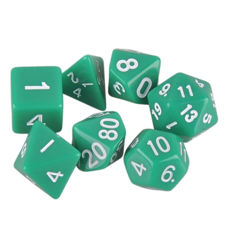 7-pack terninger til Dungeons and Dragon (Grøn)