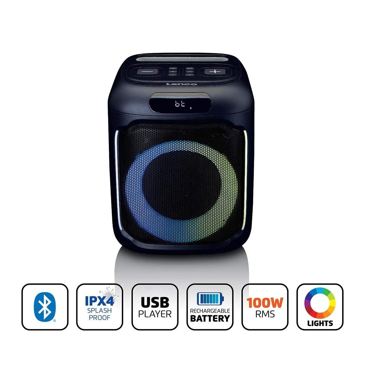 Kompakt IPX4 Bluetooth® Party-højttaler med trådløs mikrofon