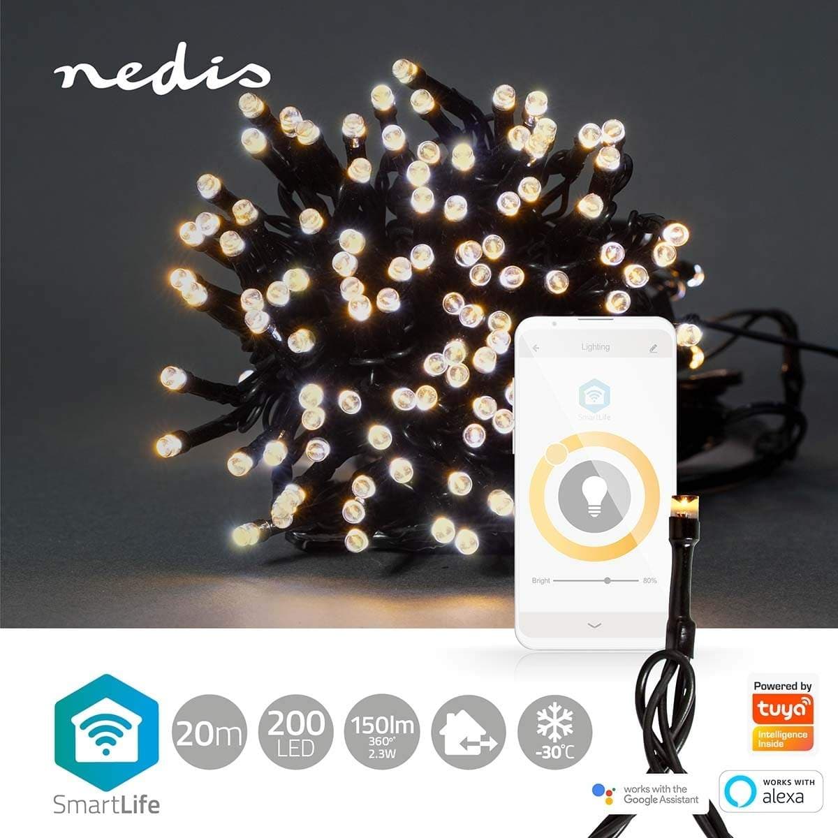 SmartLife jluelys | Snor | Wi-Fi | Varm Hvid | 200 LED's | 20.0 m | Android™ / IOS view 2