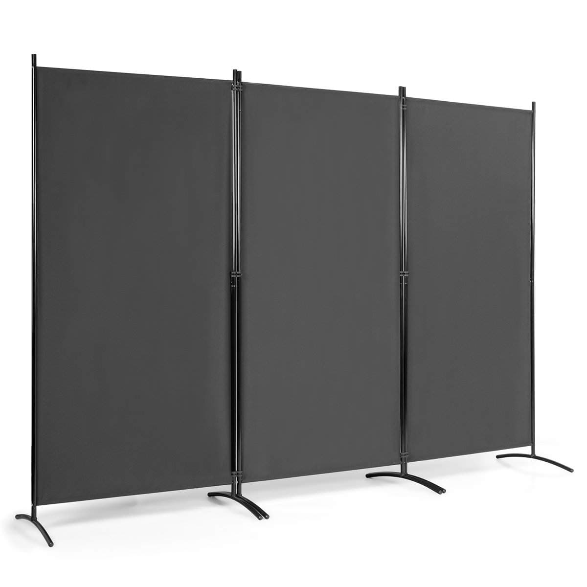 3-panels rumdeler Foldbar stofbeskyttelsesskærm 260 x 183 cm Grå