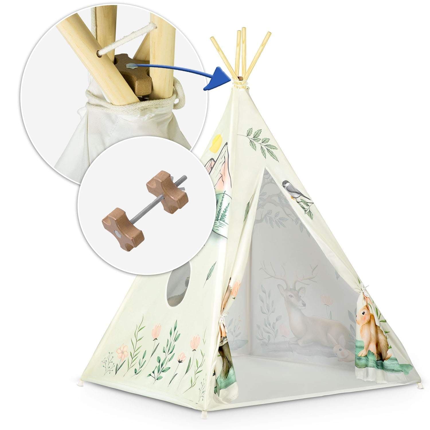 Tipi børnetelt Nukido - Beige view 2