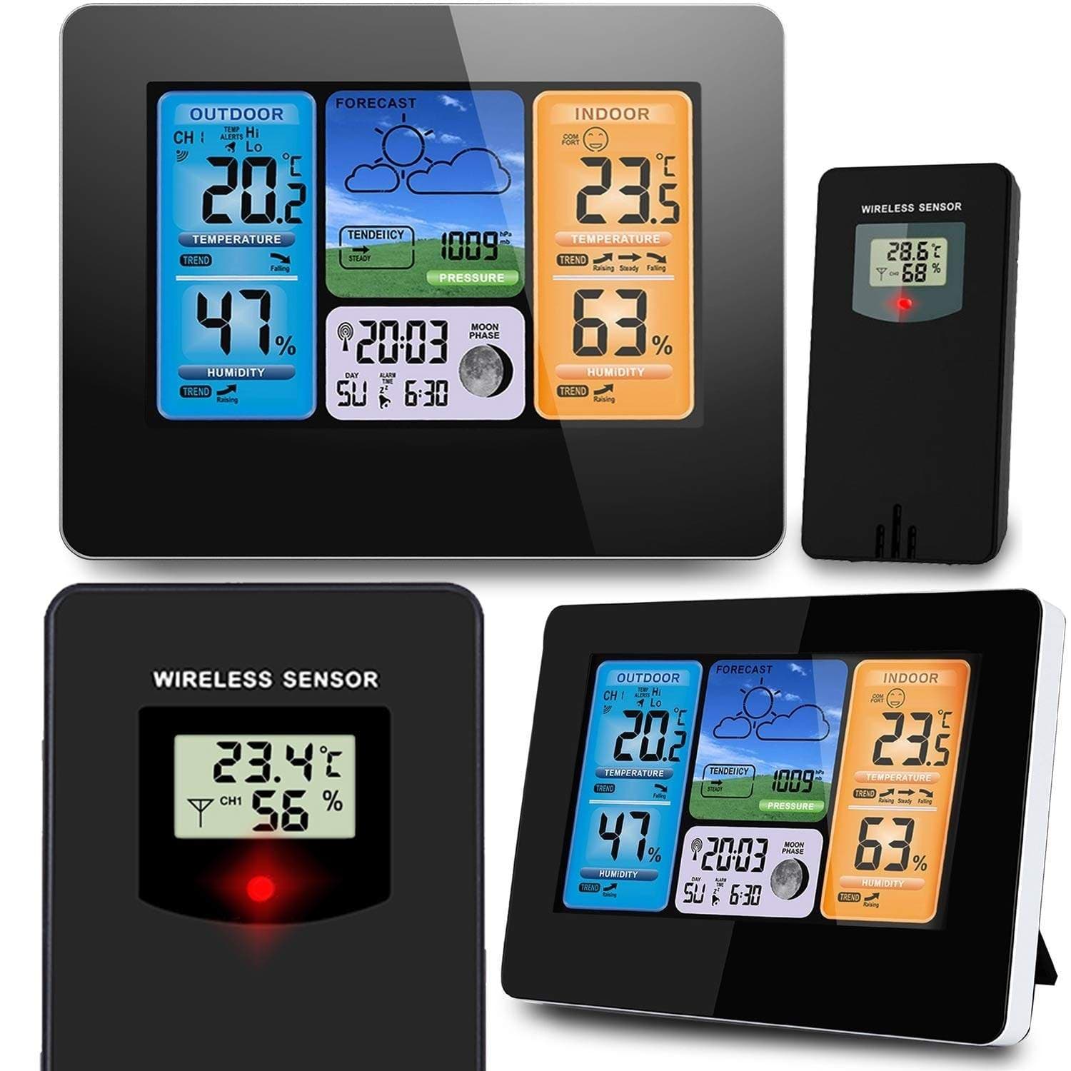 Elegant vejrstation med display BD-902, sort