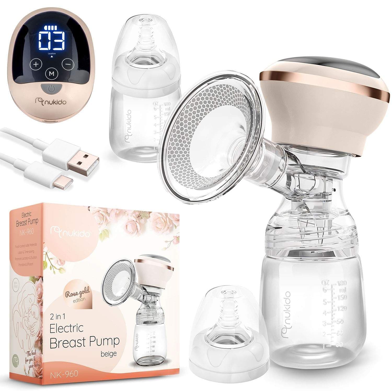 Nukido NK-960 trefaset elektrisk brystpumpe