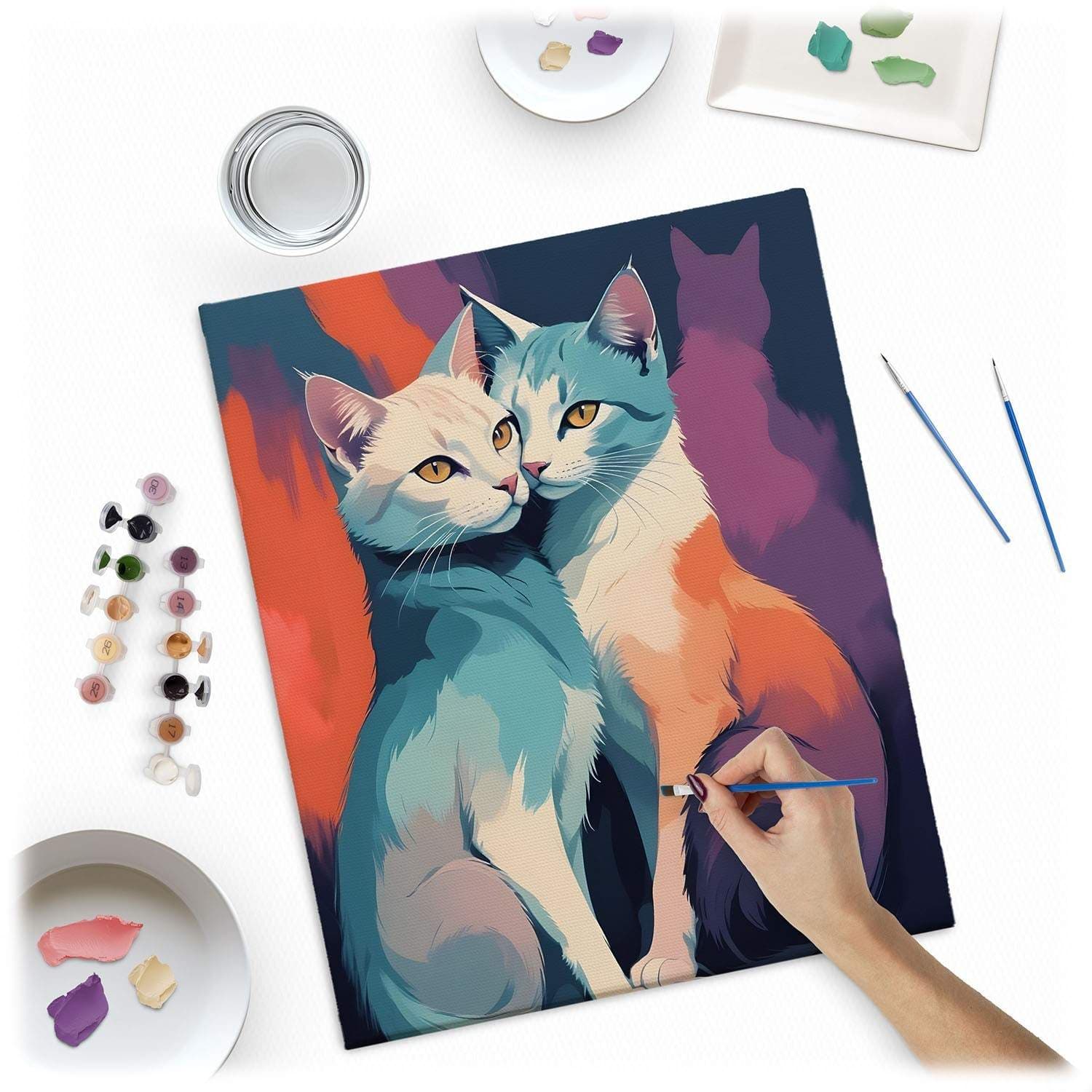 Maleri efter tal 40x50 cm Massido Cats view 2