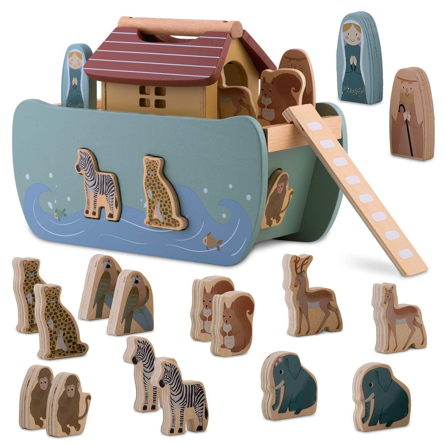 Noahs ark i træ med dyr NK-862 Nukido