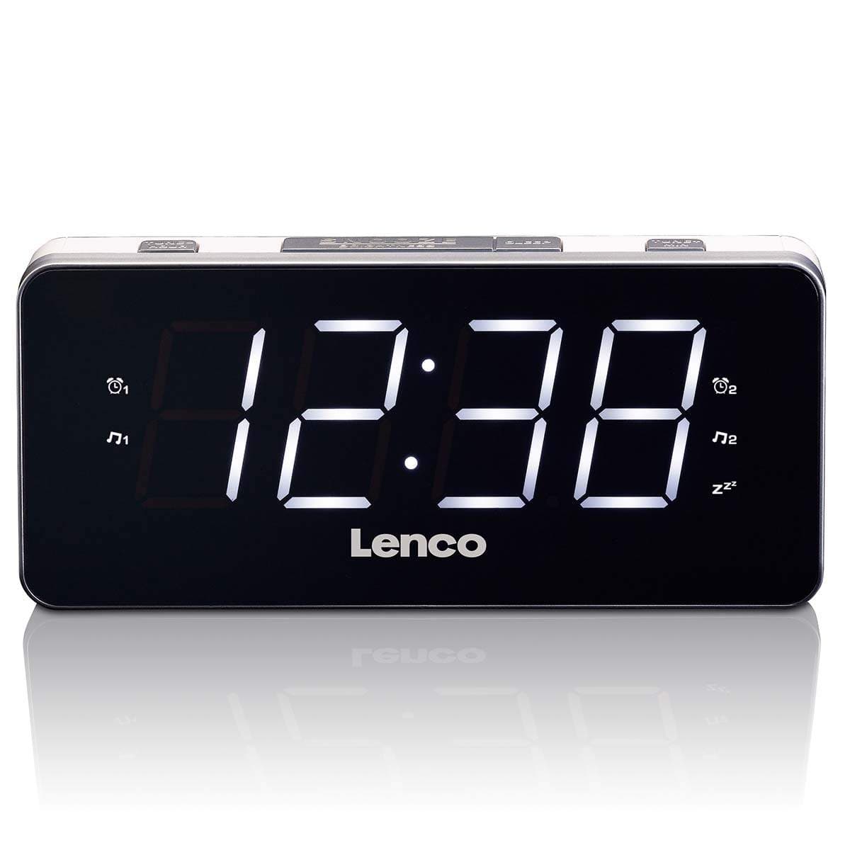 PLL FM Alarm Clock Radio stort og klart 1,8" LED display Hvid view 2