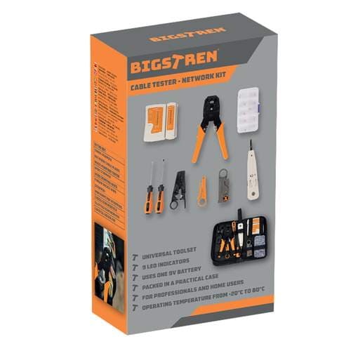 Netværkskabel testersæt – RJ45/RJ11, crimper og værktøj view 2