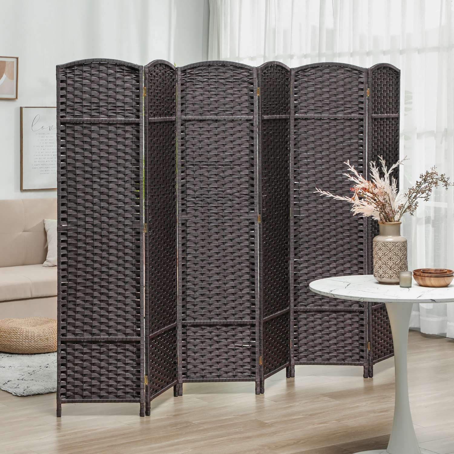 6-panels sammenfoldelig rumdeler – brun, holdbar privatskærm view 2