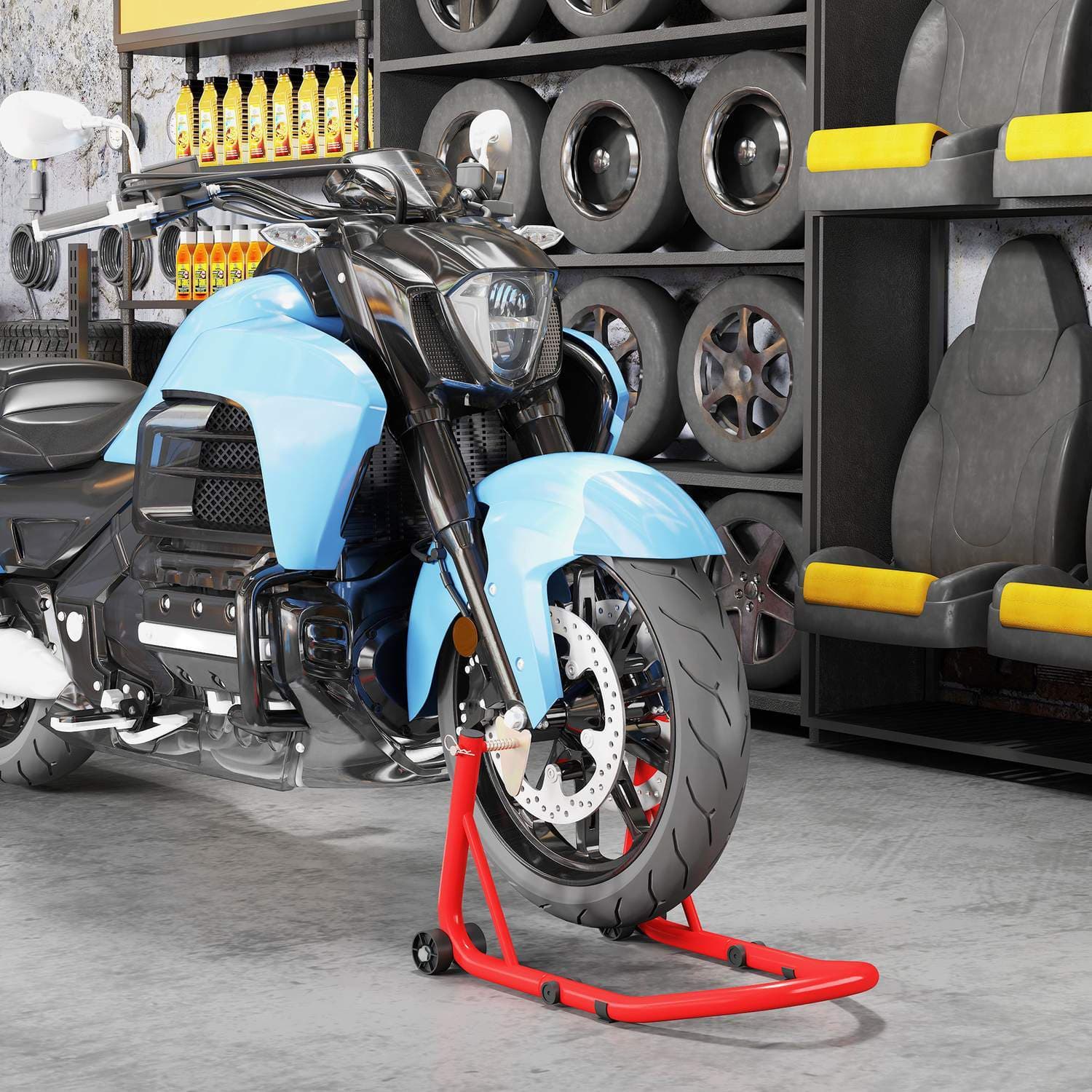 Motorcykelstativsæt – for/bag, 544 kg kapacitet, stål view 2