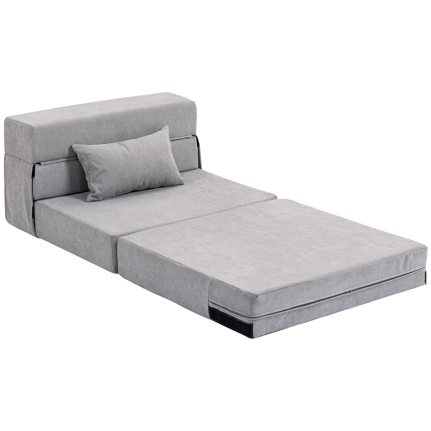 Cabriolet gulvsovesofa – flannel, skum, lysegrå