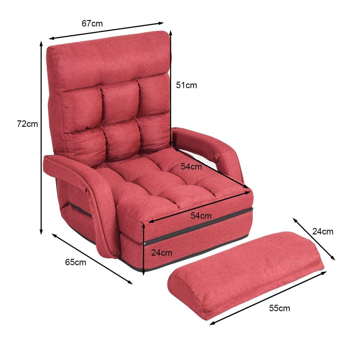 Cabriolet rød sovesofa – Justerbart ryglæn og armlæn view 2