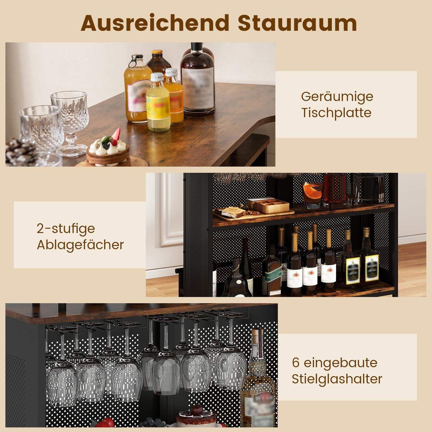 Hjemmebarbord med opbevaring – Metalstel, 120x50x106,5 cm