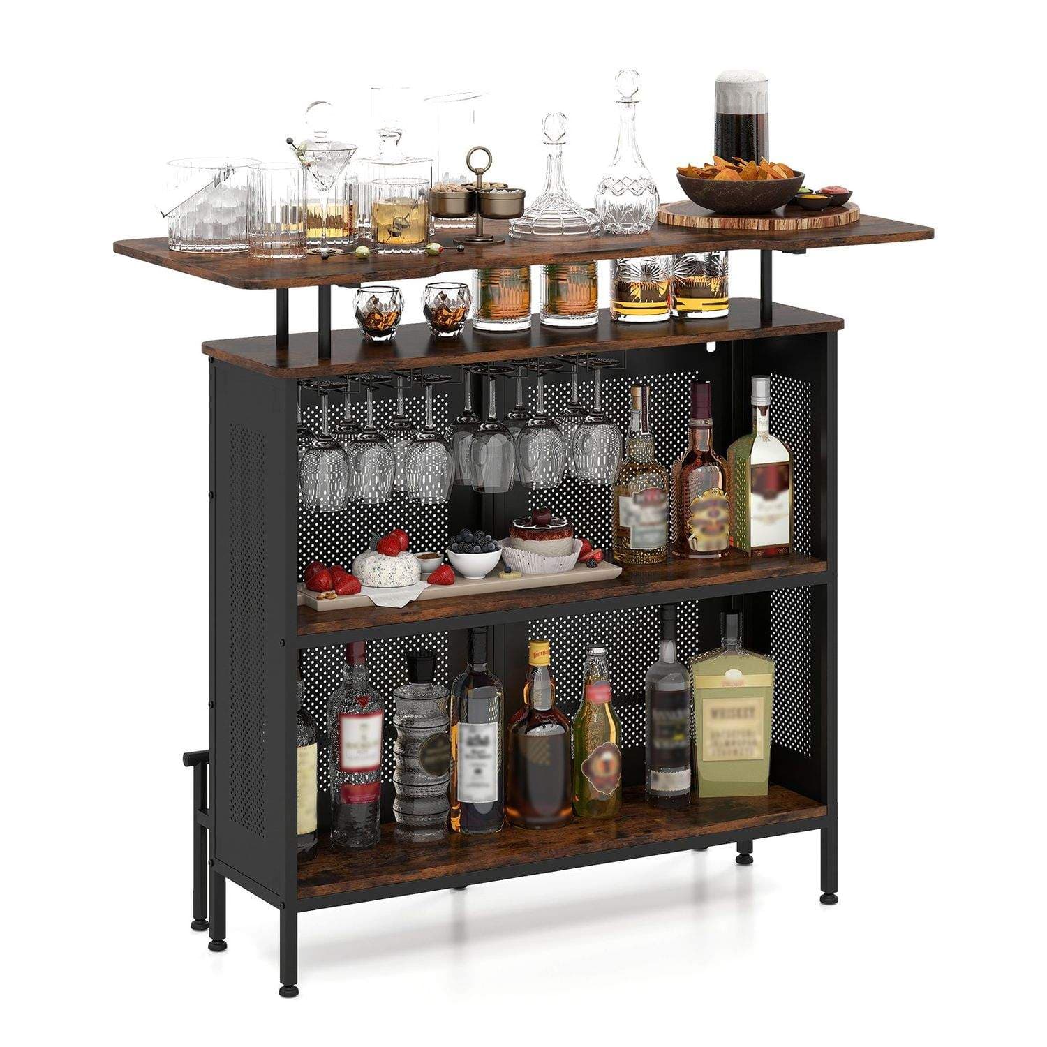 Hjemmebarbord med opbevaring – Metalstel, 120x50x106,5 cm view 2