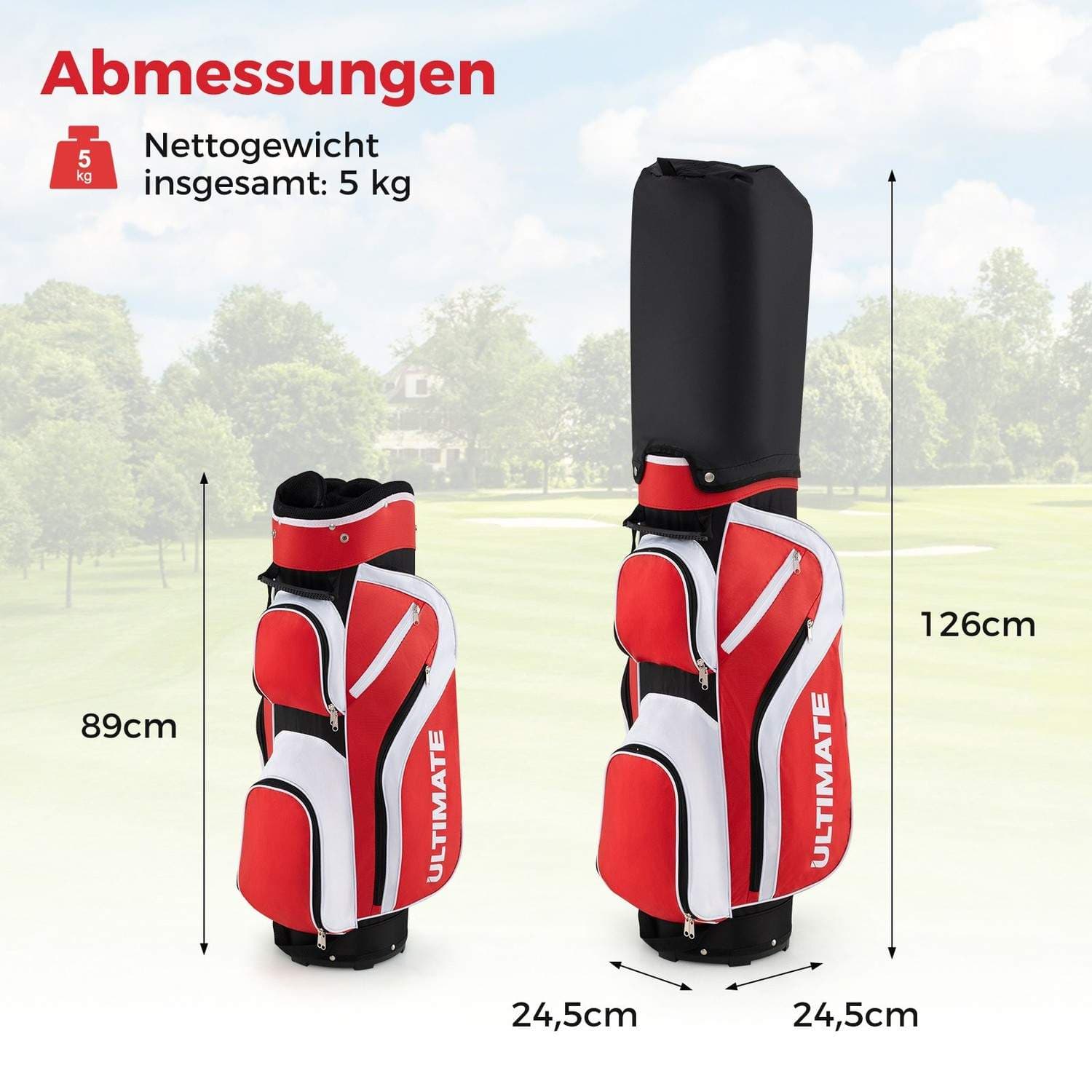 Komplet golfkøllesæt til kvinder med taske – højrehåndet, rød view 2