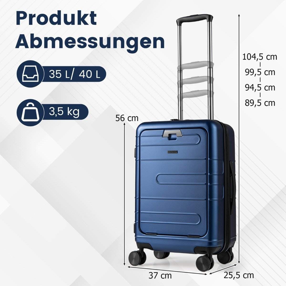 Udvidelig 20"" PC Hardshell kuffert med USB-port view 2
