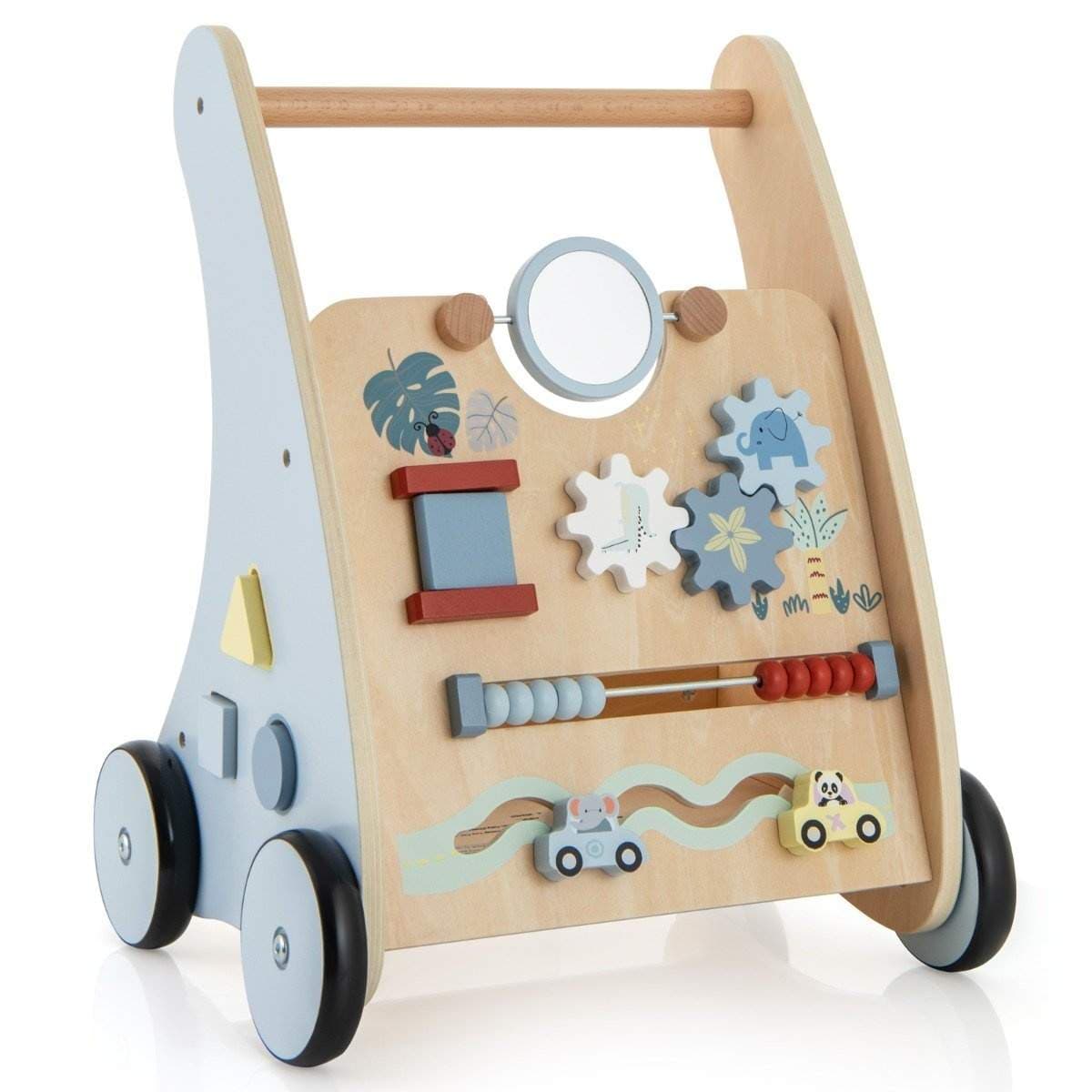 Babywalker i træ med aktivitetscenter – Montessori-læring