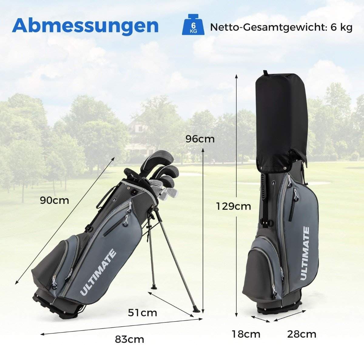 Mænds komplette golfkøllesæt – 10-dele, letvægtstaske view 2
