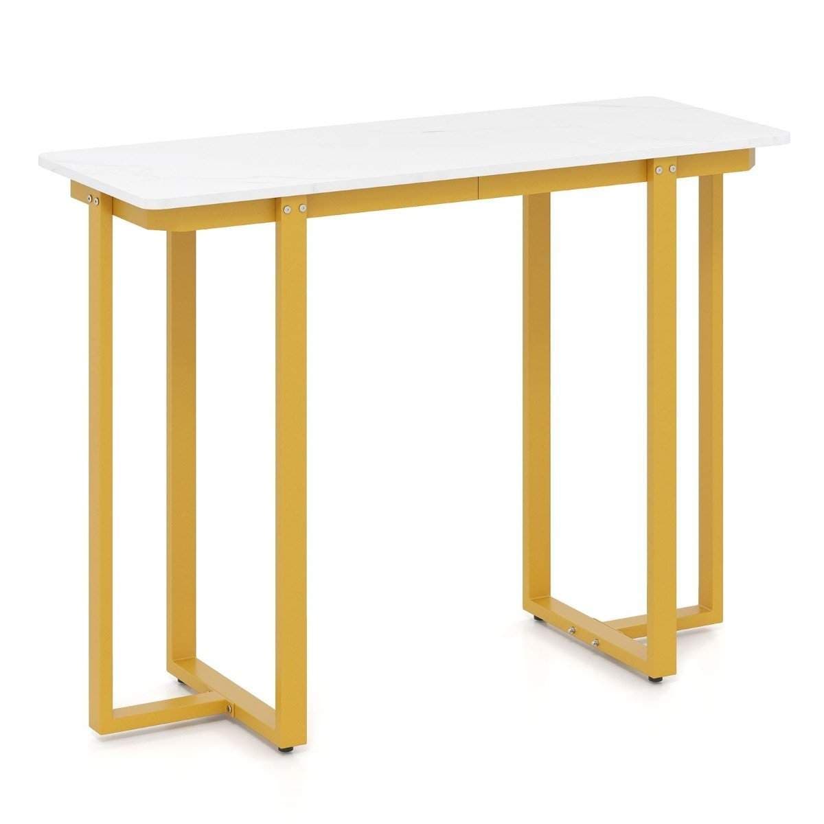 Smalt konsolbord – imiteret marmor, guldramme, 107x40x79,5 cm view 2