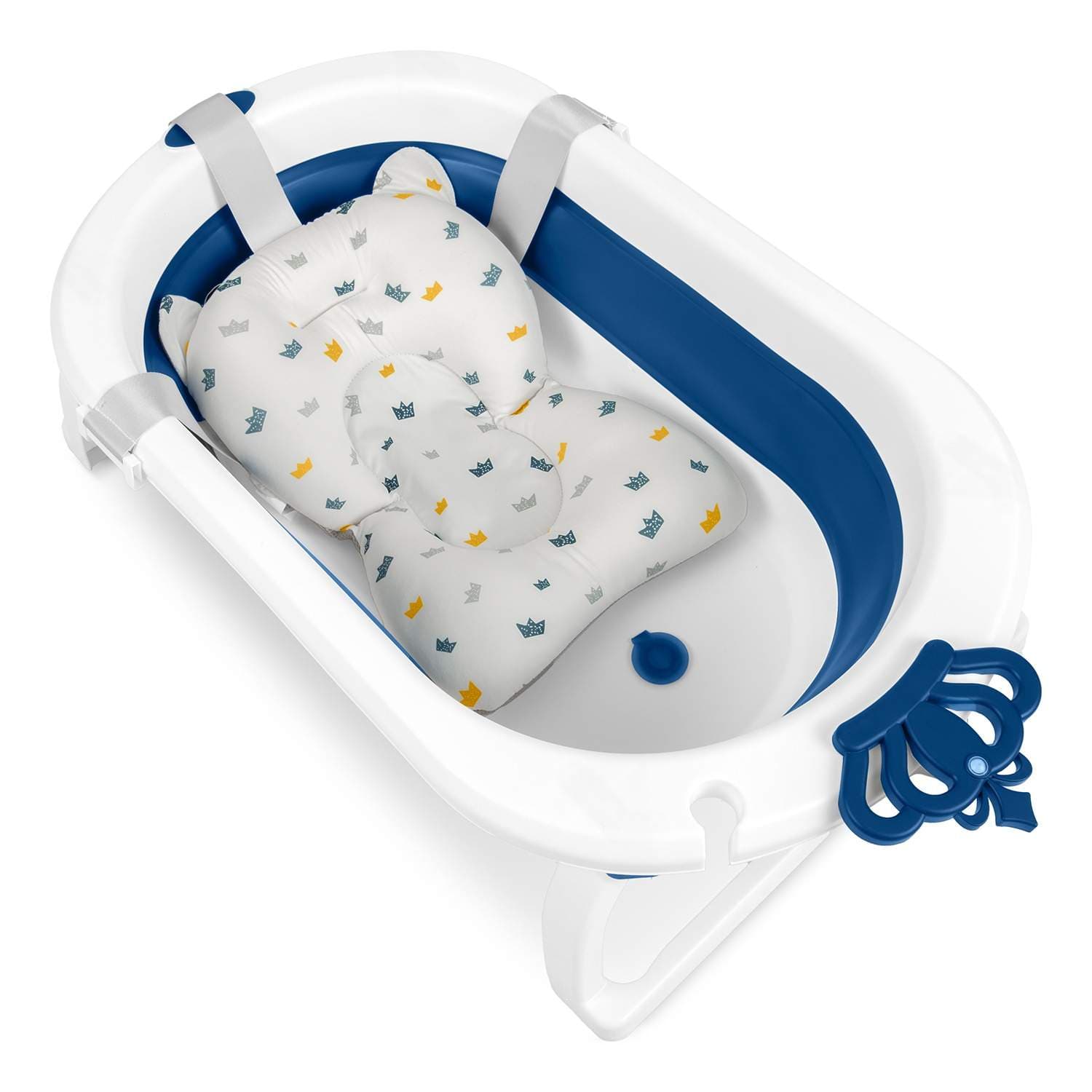 Sammenfoldelig babybadekar med indsats – Hvid & Blå view 2