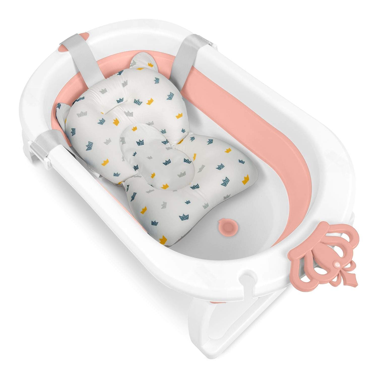 Foldbar babypotte med indsats – Hvid & Pink view 2