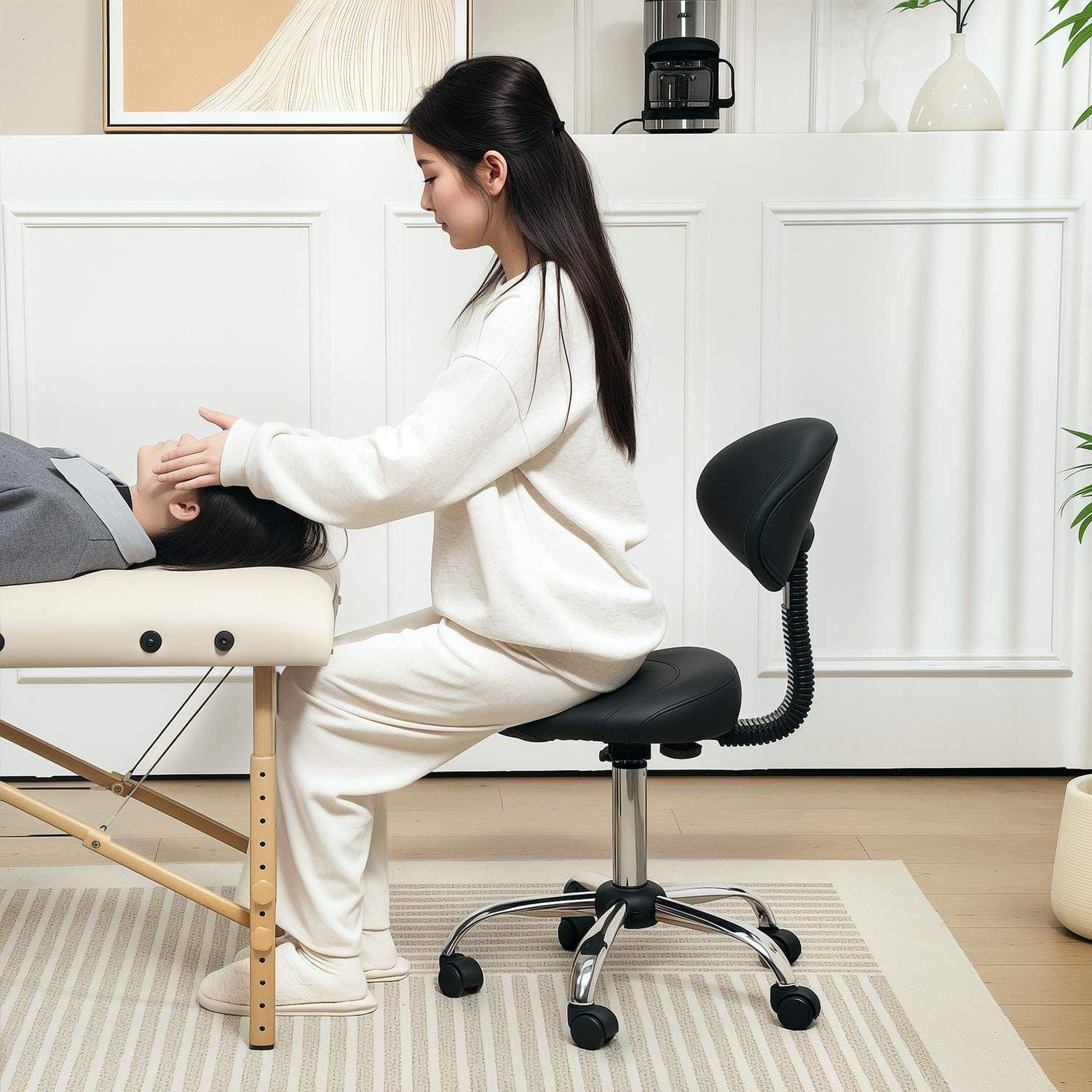 Justerbar drejestol med ryglæn – 83-98 cm til kontor view 2