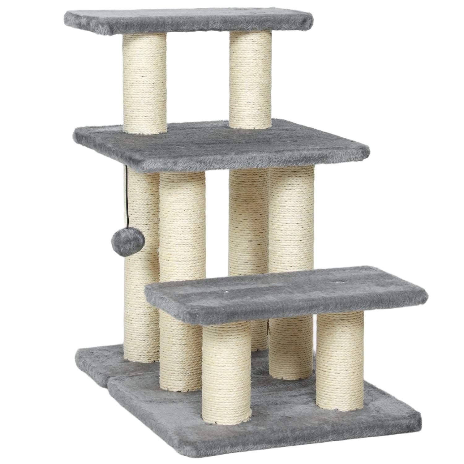 Kæledyrstrappe, 3 trin, 54 cm høj, sisal kradsetræer