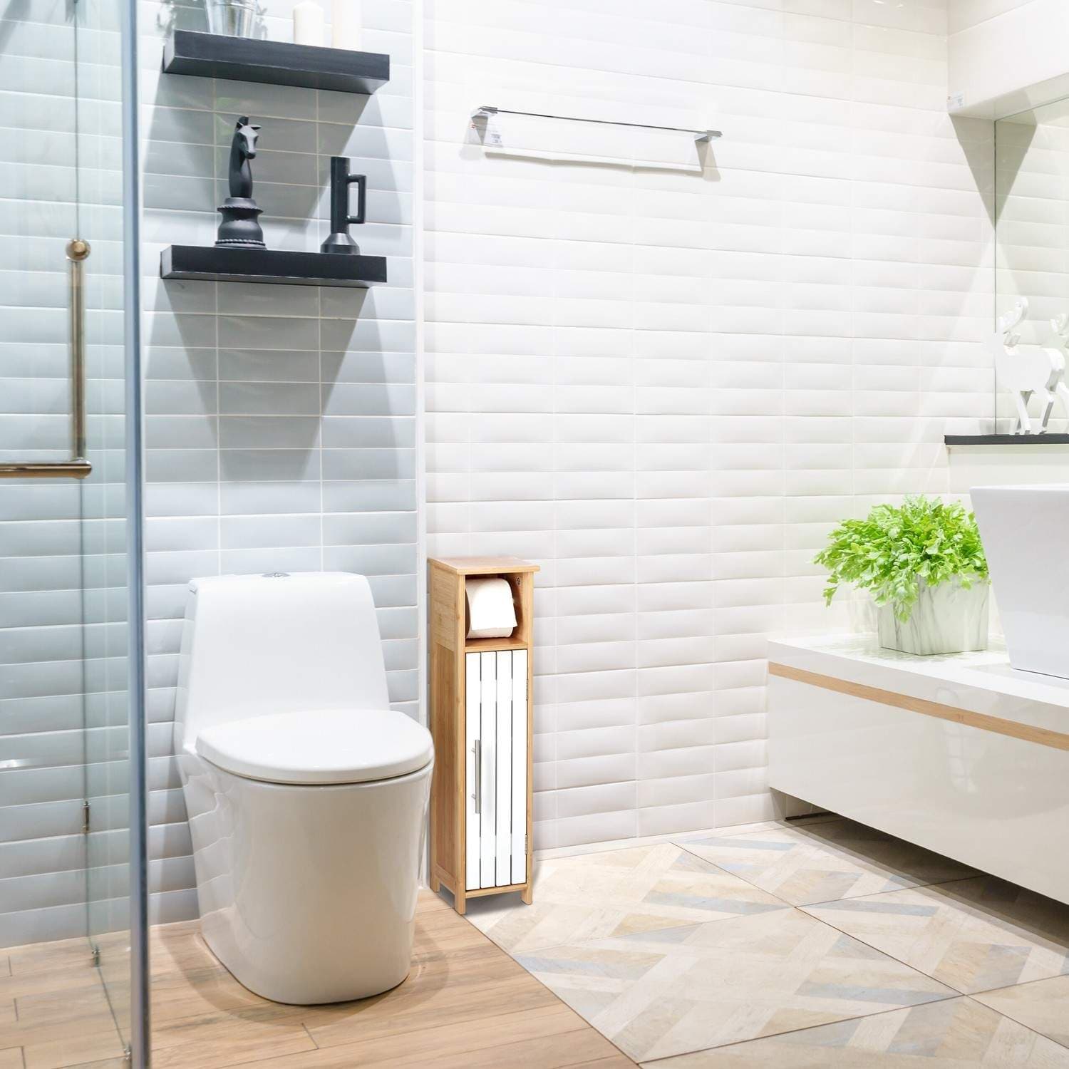 Badeværelsesskab med opbevaring og toiletrulleholder view 2