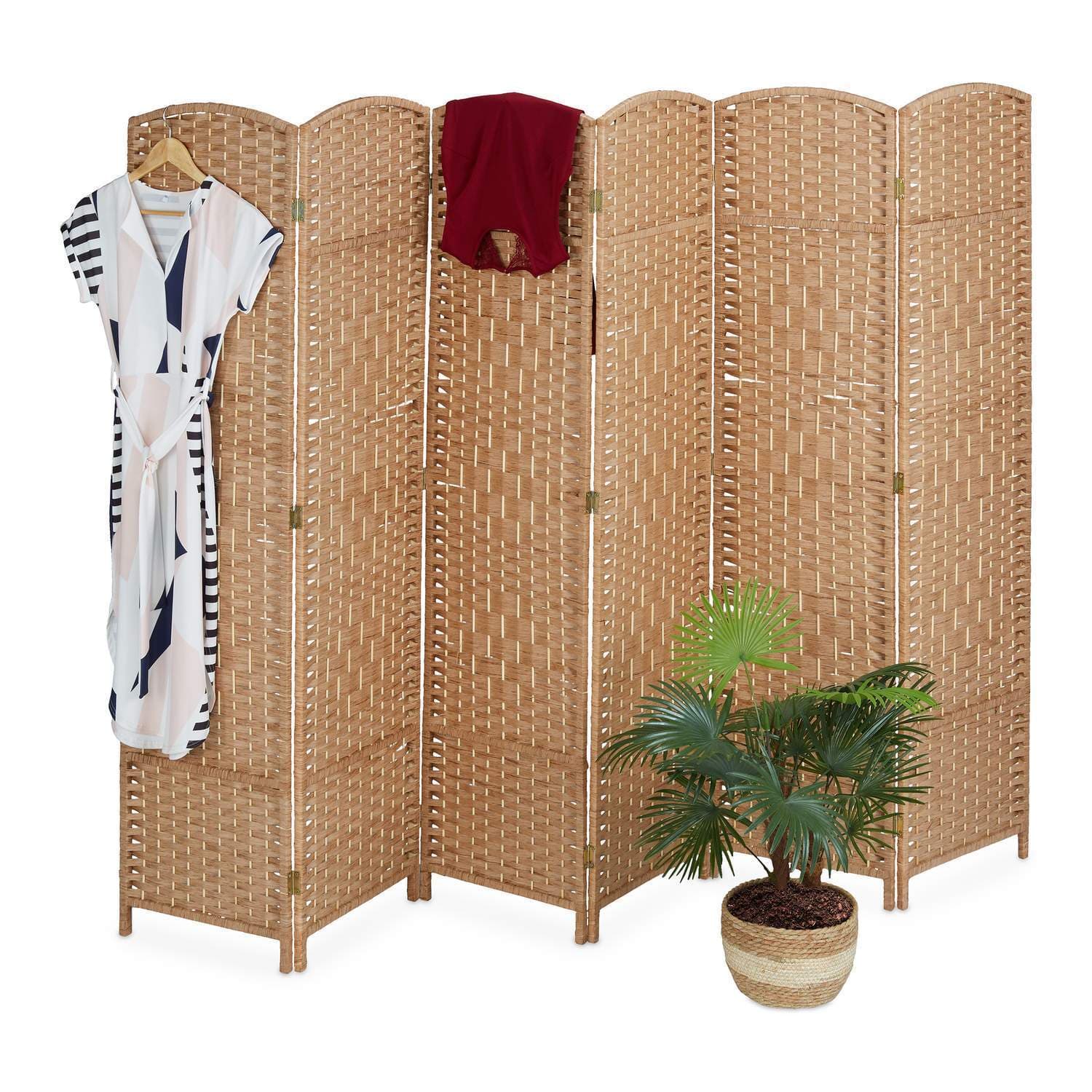 6-panels naturlig foldeskærm – rumdeler