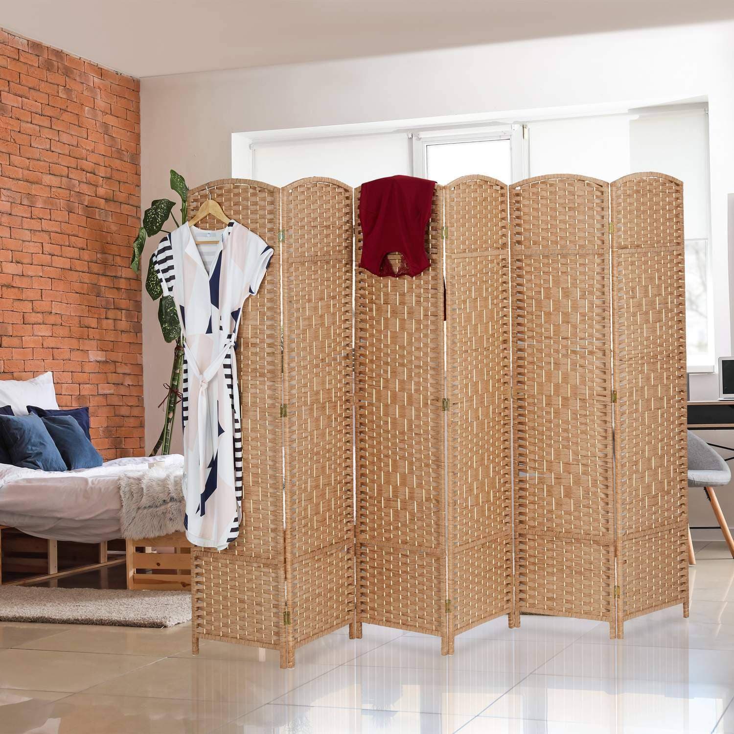 6-panels naturlig foldeskærm – rumdeler view 2
