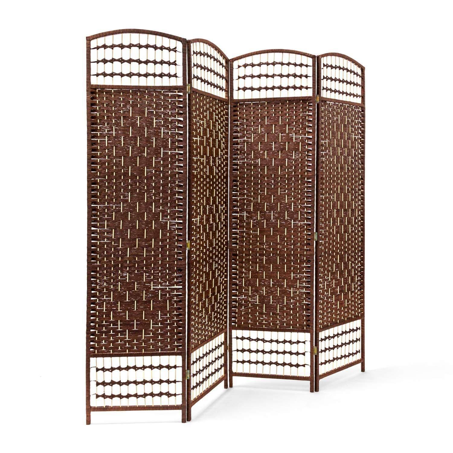 Rumdeler i træ – 4-panels privatskærm, brun