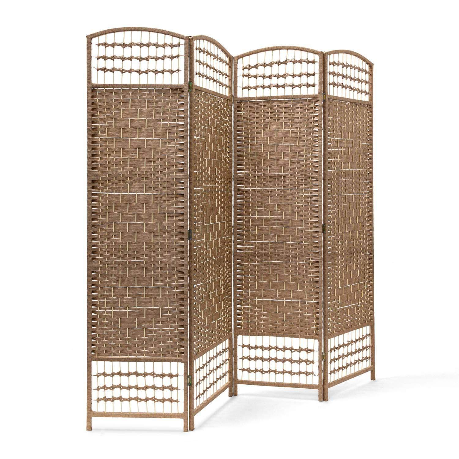 Rumdeler i træ – 4-panels privatskærm, naturlig finish