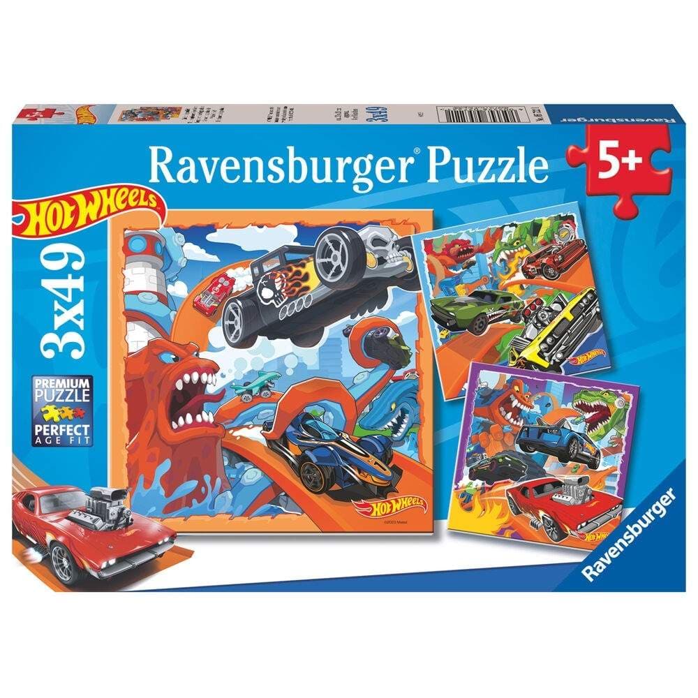 Hot Wheels puslespil, 3 sæt af 39 brikker hver