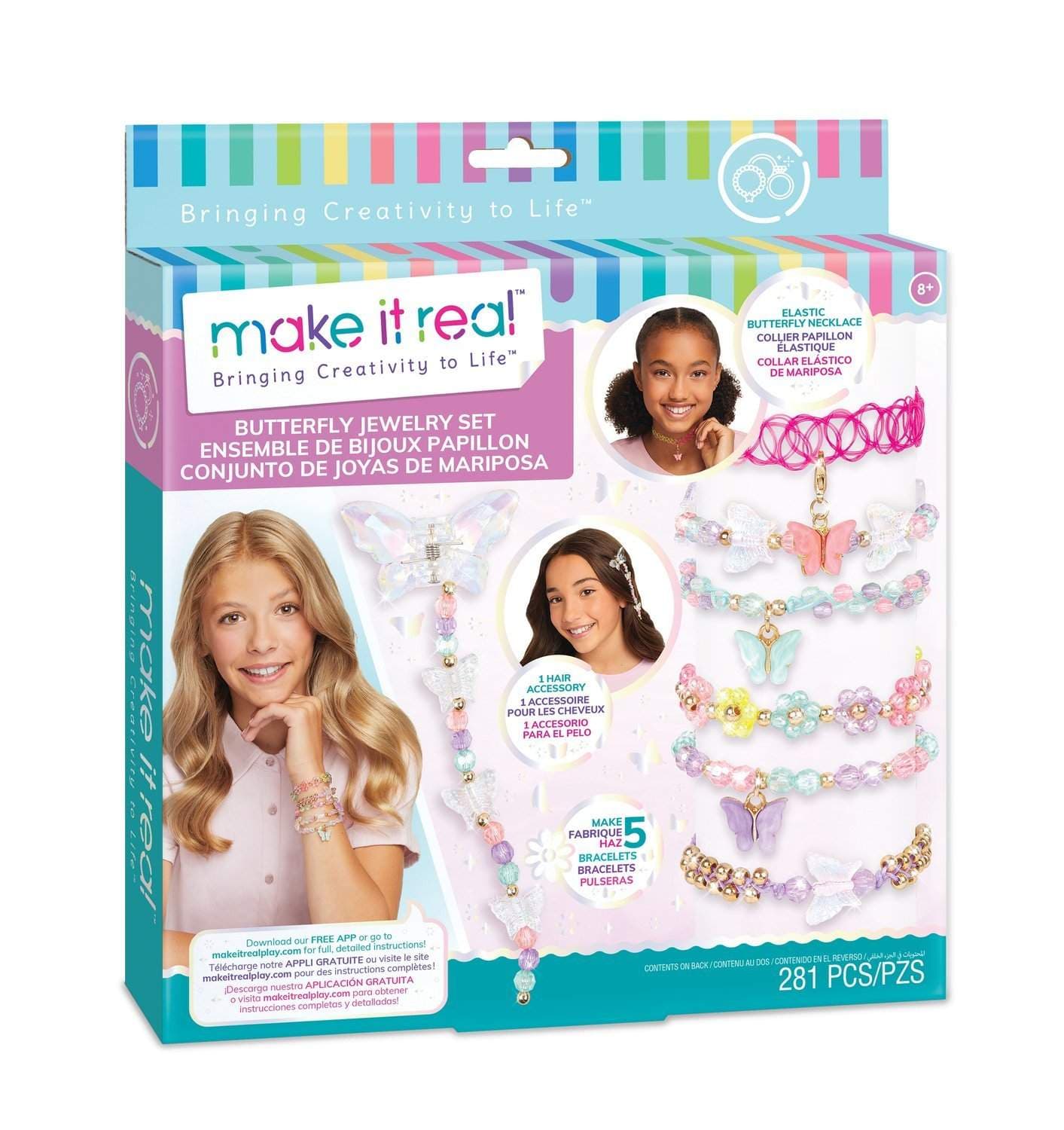 DIY smykkesæt med sommerfugle charms og perler