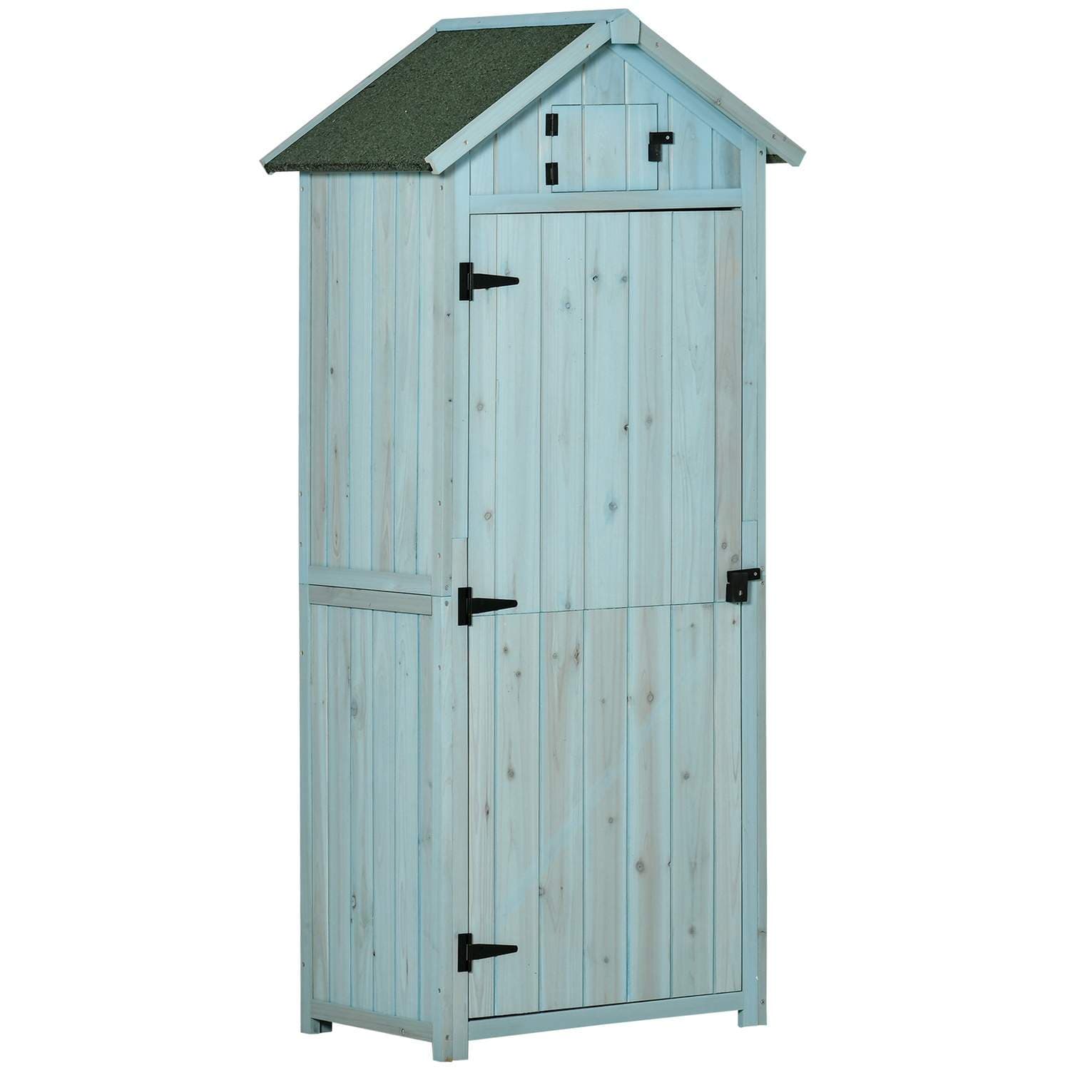 Vejrbestandigt træskur – 77x54x179 cm, blågrøn