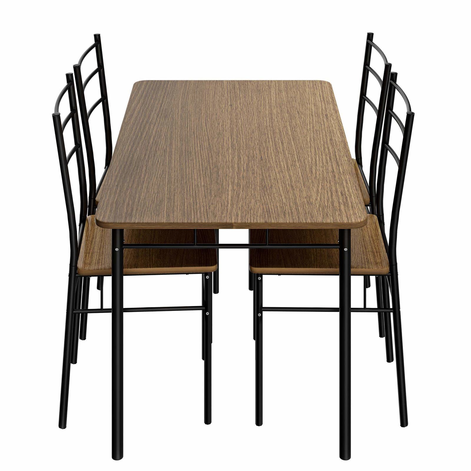 5-delt spisebordssæt, brun MDF og metal, pladsbesparende design view 2