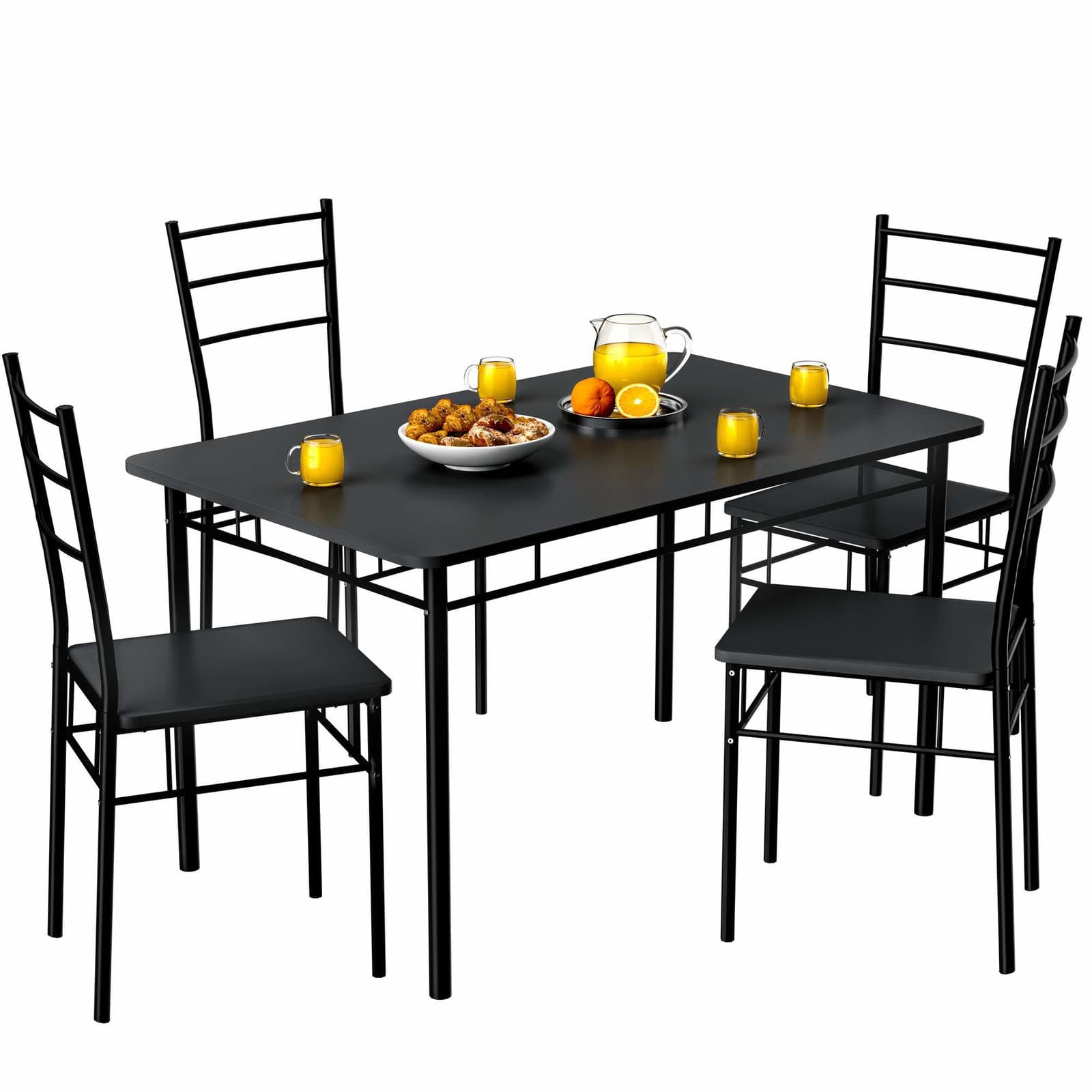 Spisesæt – 5 dele, antracit, pladsbesparende design