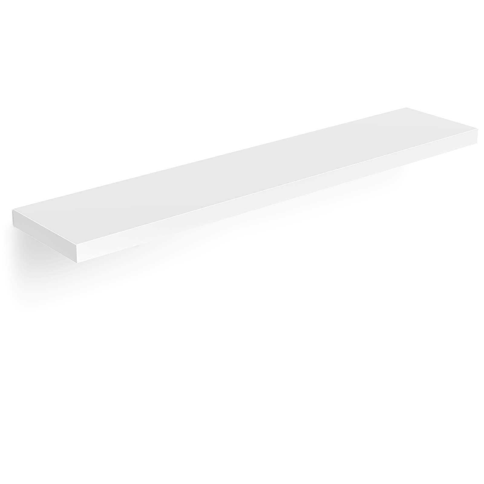 Svævende vægreol, hvid MDF, 70 cm, 15 kg kapacitet