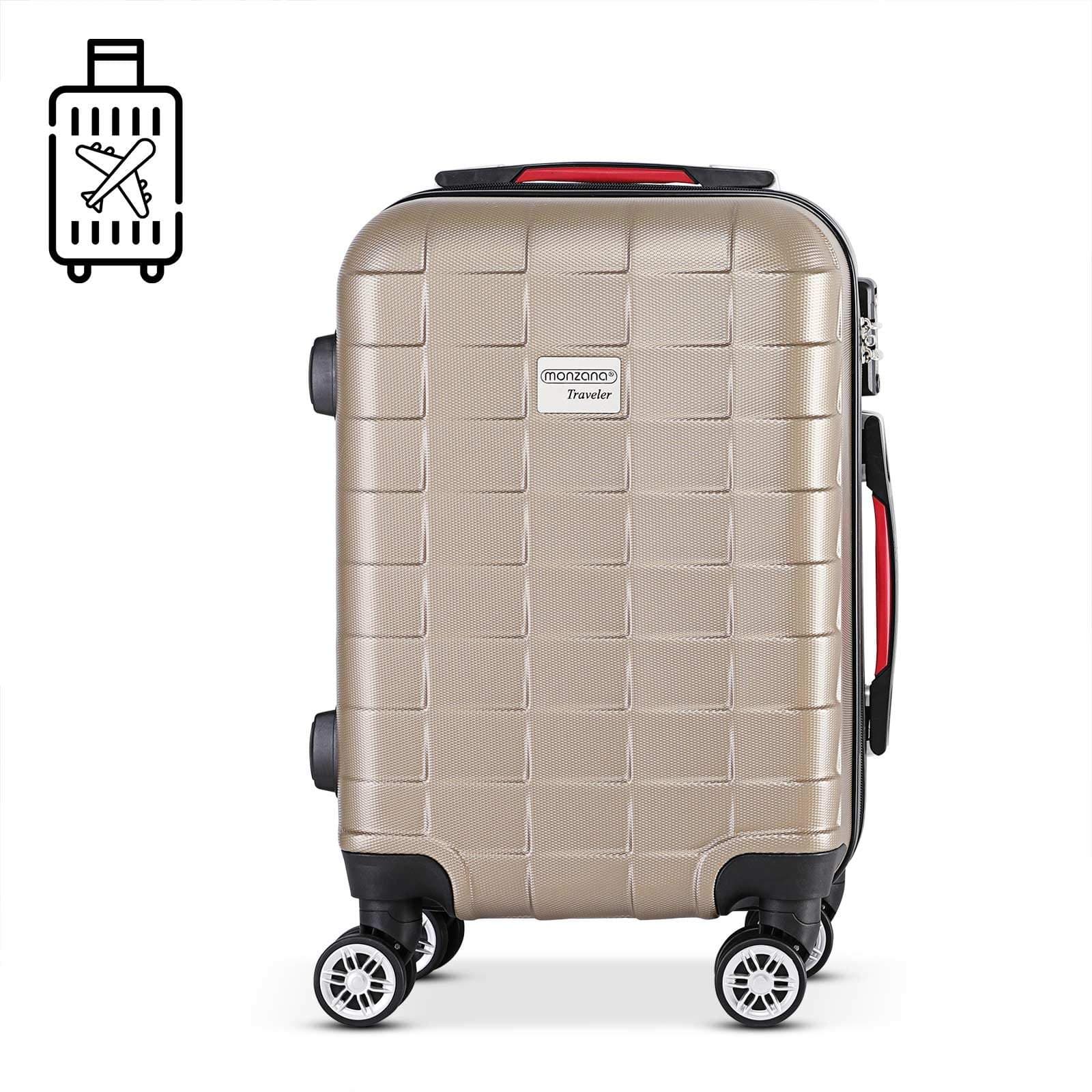 Hård kuffert, 40L, champagnefarvet, TSA-lås, hjul