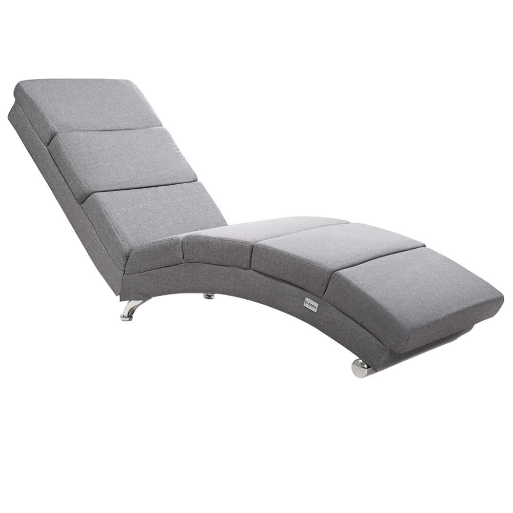 Chaiselong grå – ergonomisk, høj ryg, 180 kg kapacitet