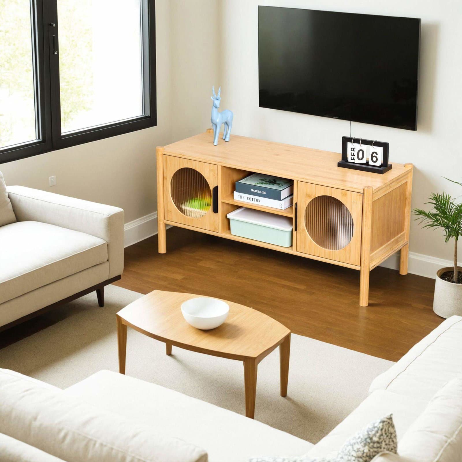 TV-møbel med 2 låger – Kabelføring, Moderne design view 2