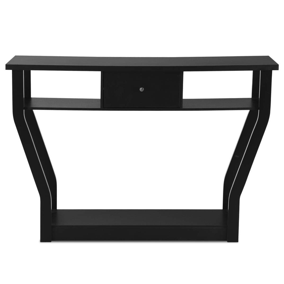 Sort konsolbord med skuffe og hylder – 120 x 30 x 81 cm view 2