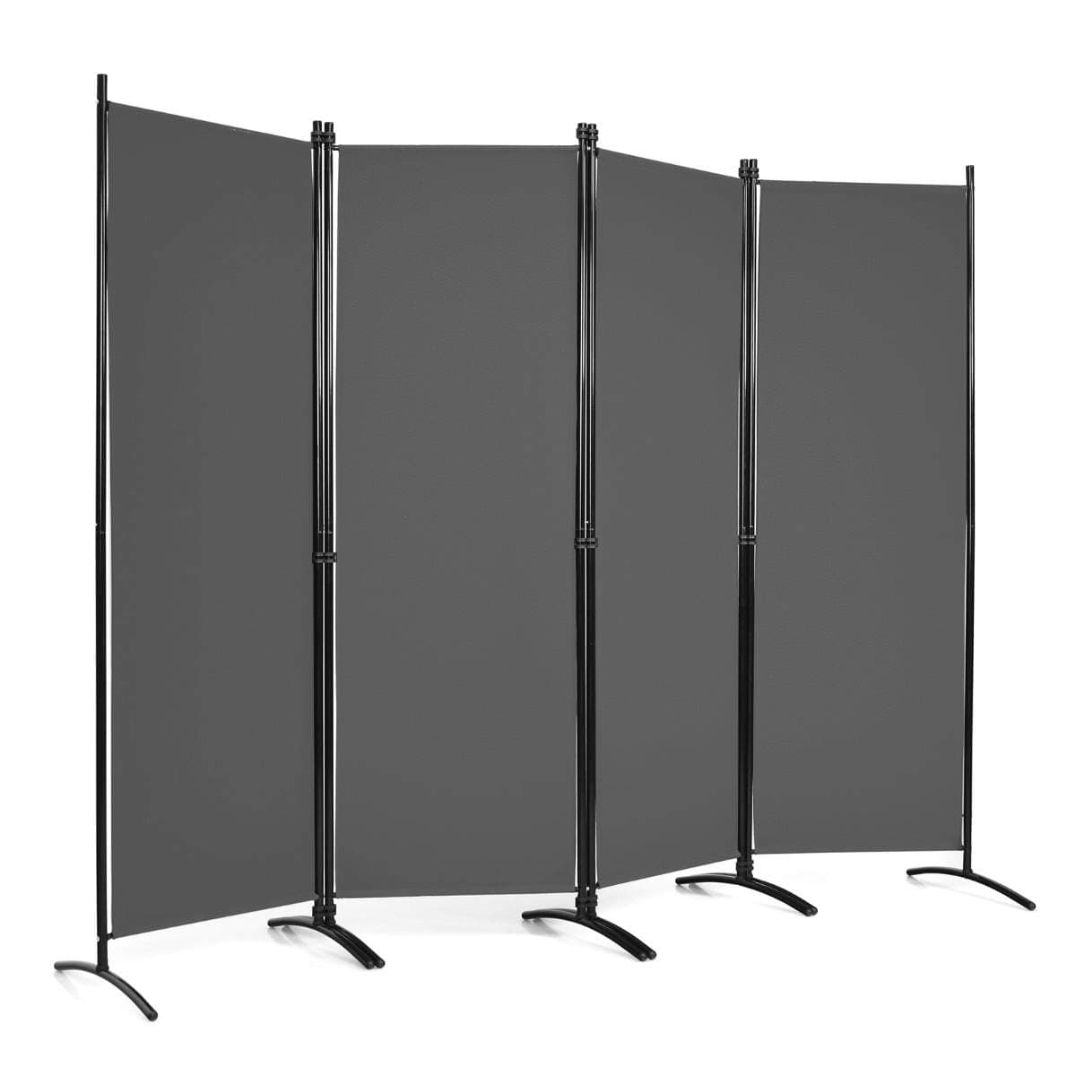 Bærbar rumdeler med 4 paneler, 173 cm høj, grå view 2