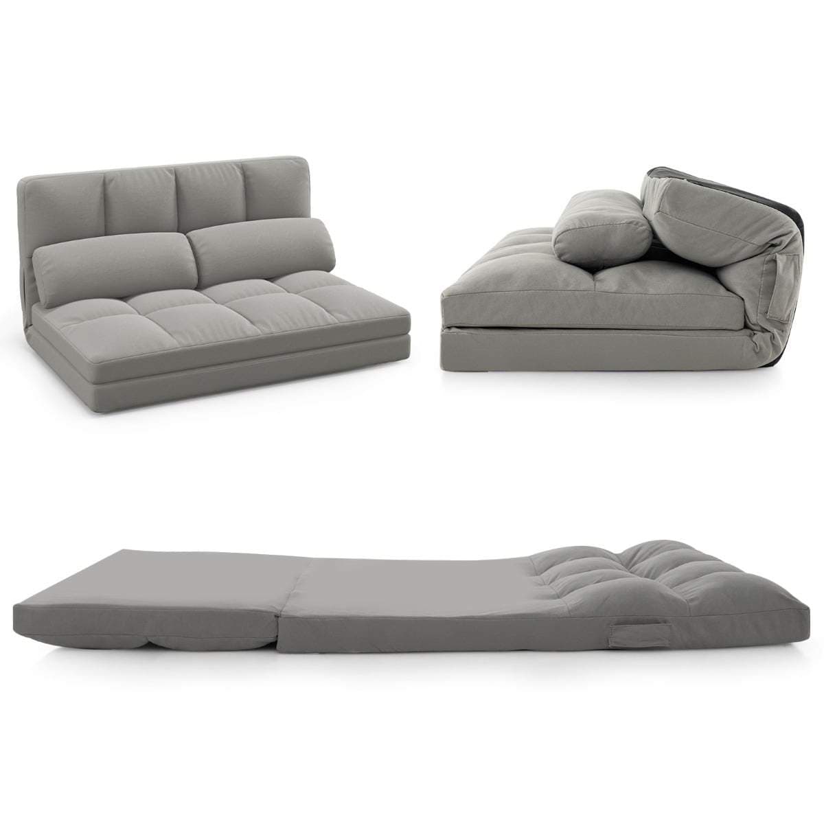 Sovesofa med justerbar ryglæn – 3-i-1, lysegrå view 2