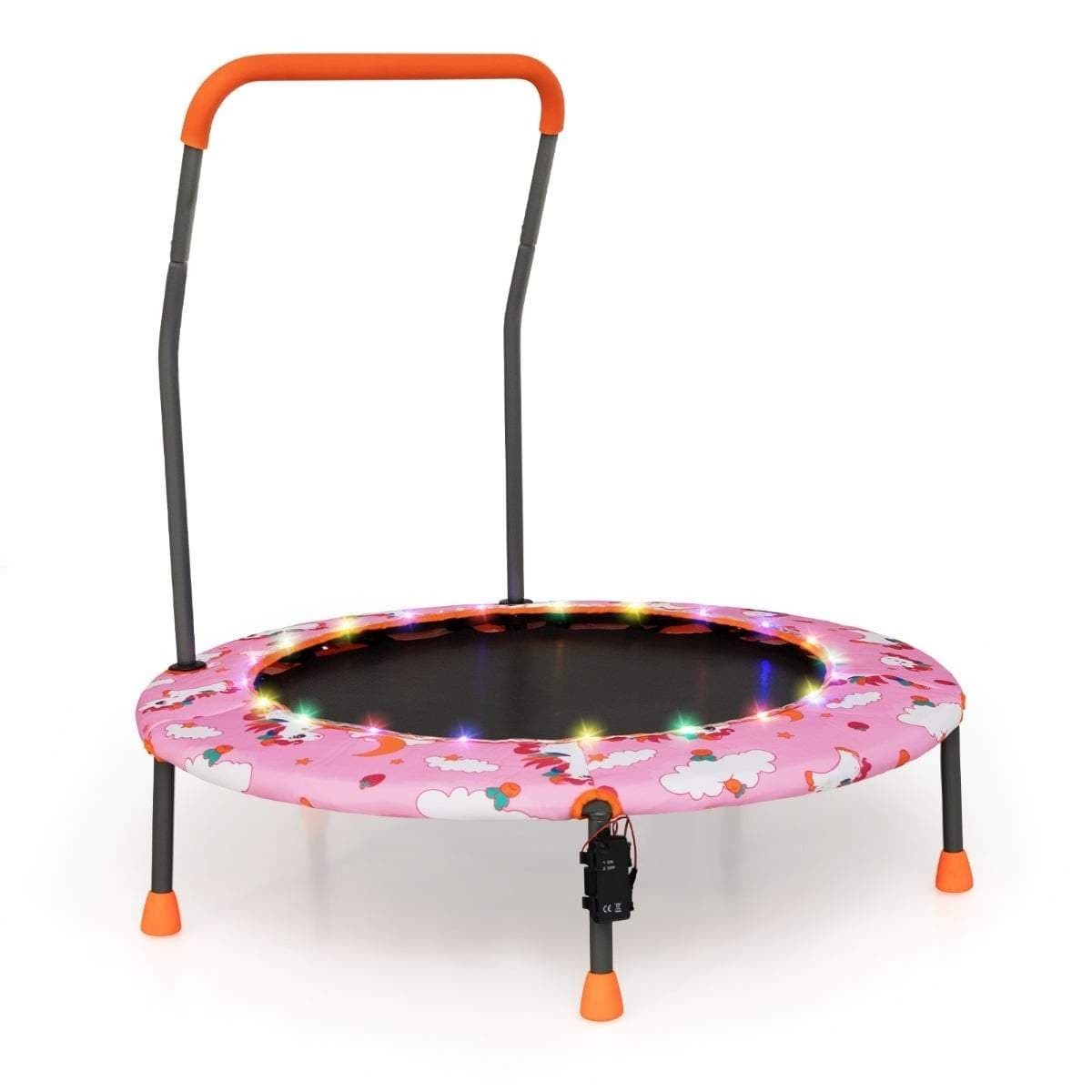 Mini-trampolin til børn med LED-lys og aftageligt håndtag view 2