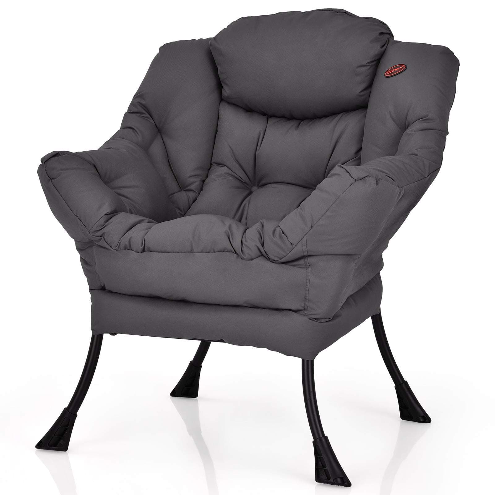 Moderne grå lænestol med armlæn og sidelomme – polyester view 2