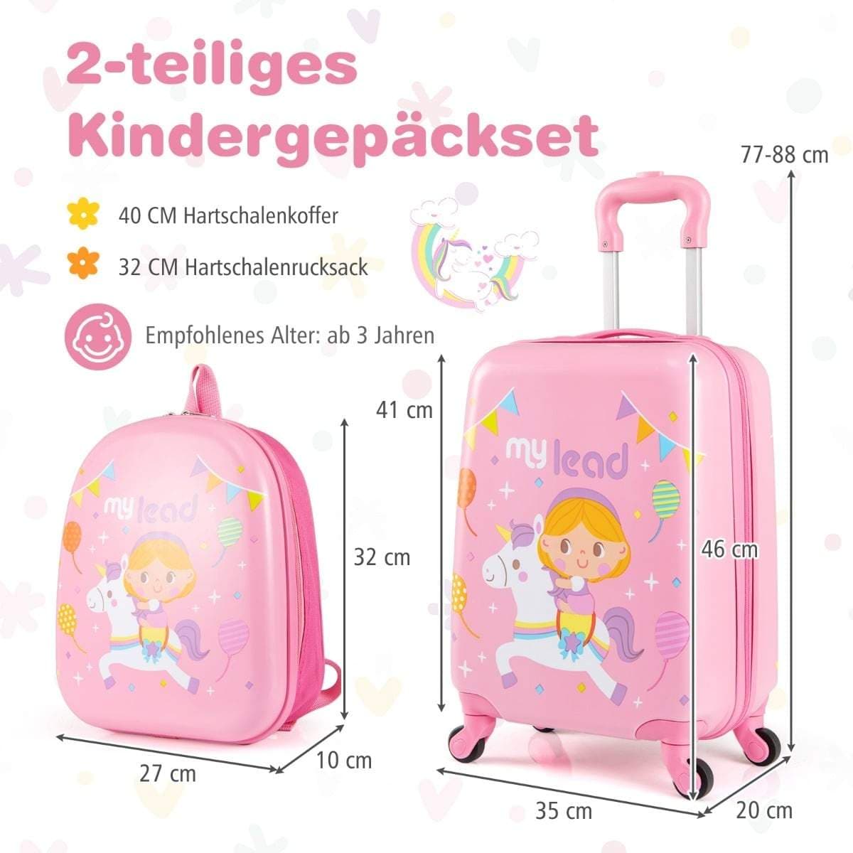 Børnebagagesæt – 17" kuffert og 13" rygsæk, enhjørning view 2