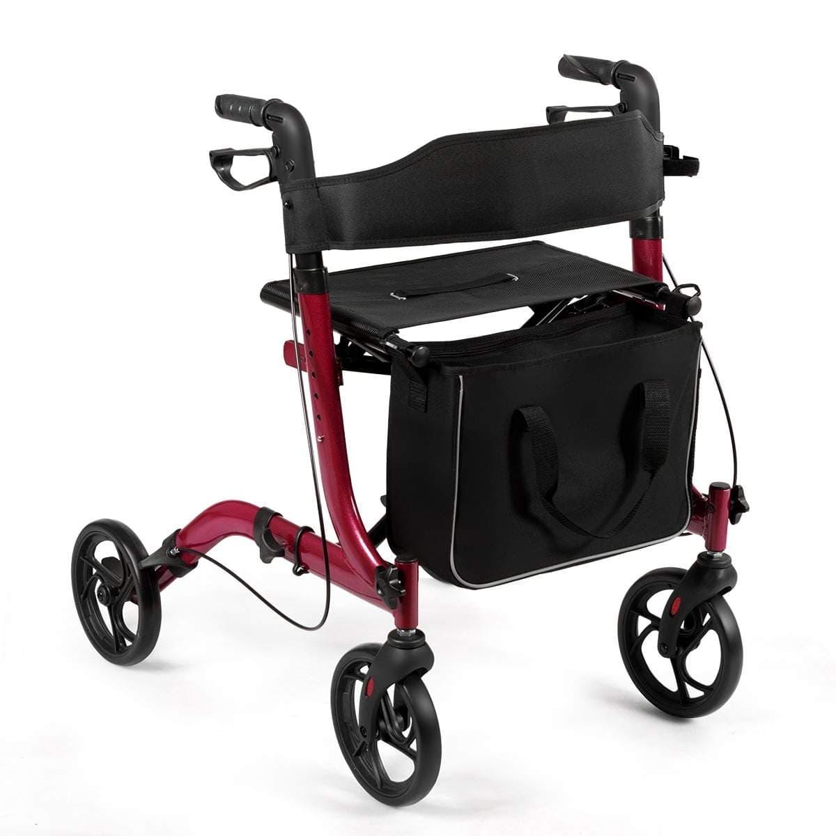 Letvægts foldbar rollator, justerbar højde, rød